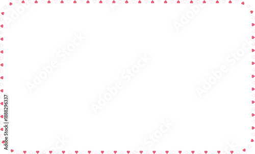 ハートとハートのフレームが交互に並ぶ角が丸い長方形のシンプルなフレーム
