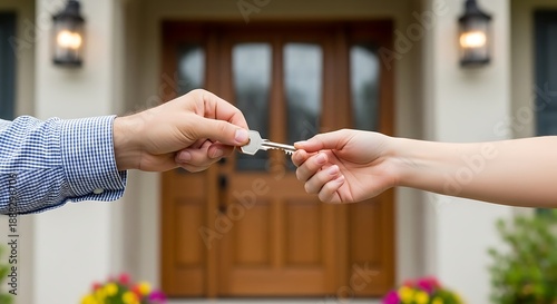 Handing over house key to new homeowner