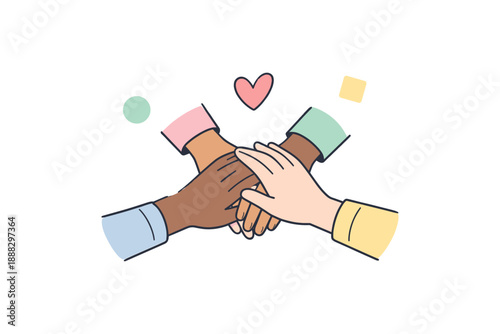Diverse hands unity heart symbol multiracial collaboration concept