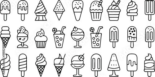 ice cream outline icon pack frozen treat symbols for ui design