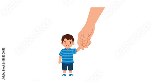 A large hand holding a small child's hand, symbolizing protection, guidance, love, and the bond between parent and child.