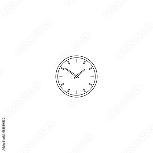 Single line Wall Clock Showing Noon icon flat vector design.