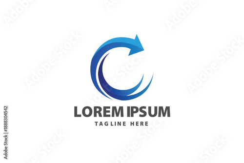 Blue circular refresh arrow icon Vector logo template