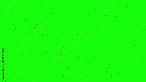 Black dust particles overlay green screen. Floating dirt and noise texture. Old film grain effect chroma key. Scattered grunge specks animation.