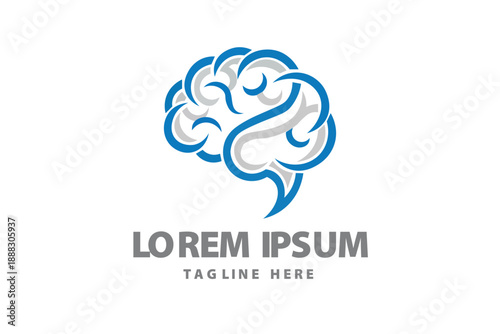 Human brain with cognitive nodes and neural lines Vector logo template