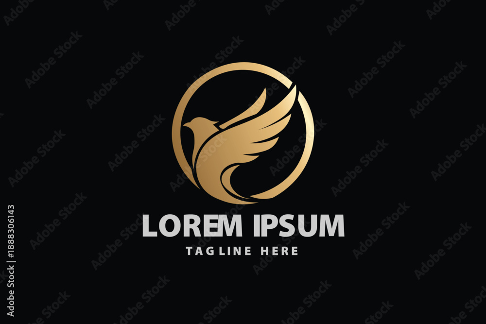 Obraz premium Flying Bird Phoenix Inside Circular Frame Vector logo template