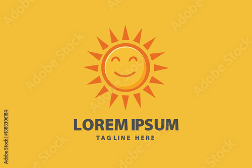 Happy Smiling Sun Morning Sunshine Concept Vector logo template