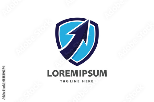 Security Shield with Upward Growth Arrow Concept Vector logo template