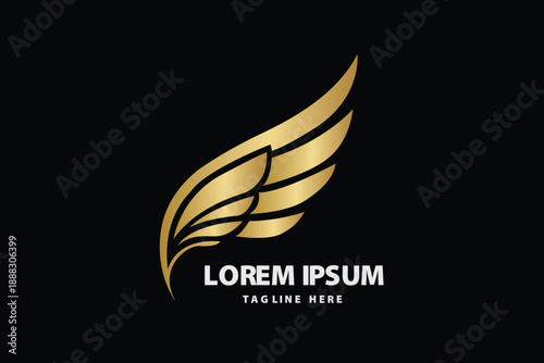 Golden Elegant Wing Feather Luxury Concept Vector logo template