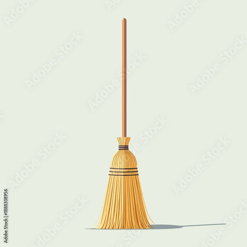 Broomstick isolated on light background with shadow