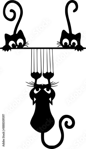 two cats peeking vector icon