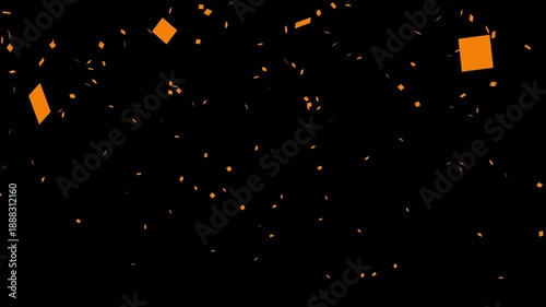 Colorful confetti rain. Moving banner with sparkling particles flying down. Birthday party and anniversary celebration overlay alpha channel. Realistic graphic animated 