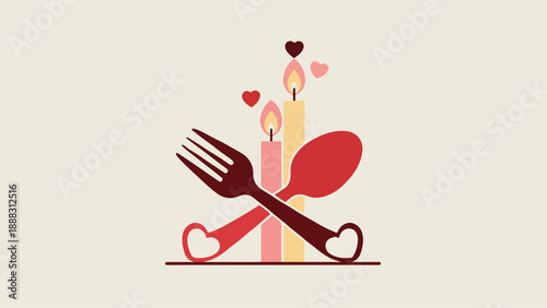 Celebrate love with a heartwarming and romantic Valentine Dinner setting, beautifully illustrated with candles and elegant cutlery