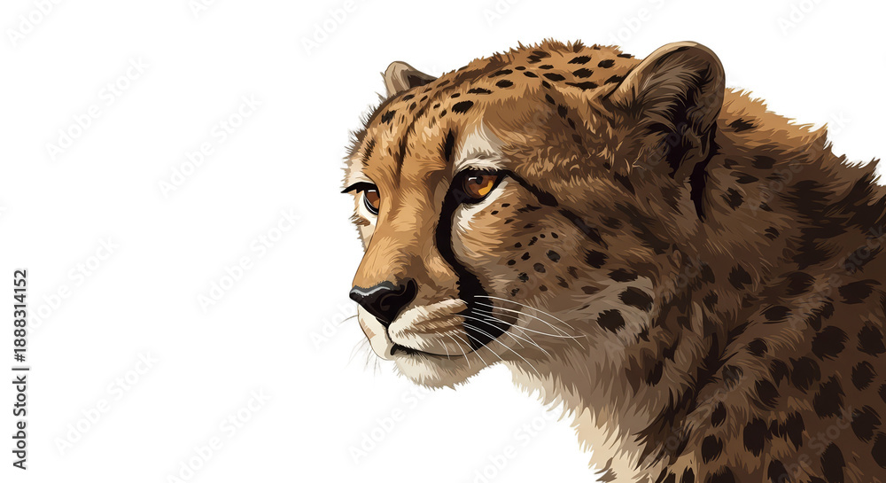 Obraz premium Realistic Cheetah Portrait Wild Animal Isolated Transparent Background
