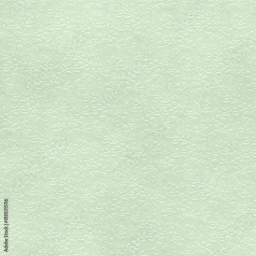 Soft pastel green embossed ornamental texture with swirling patterns. Elegant seamless background perfect for stationery, wallpapers, and subtle luxury designs.