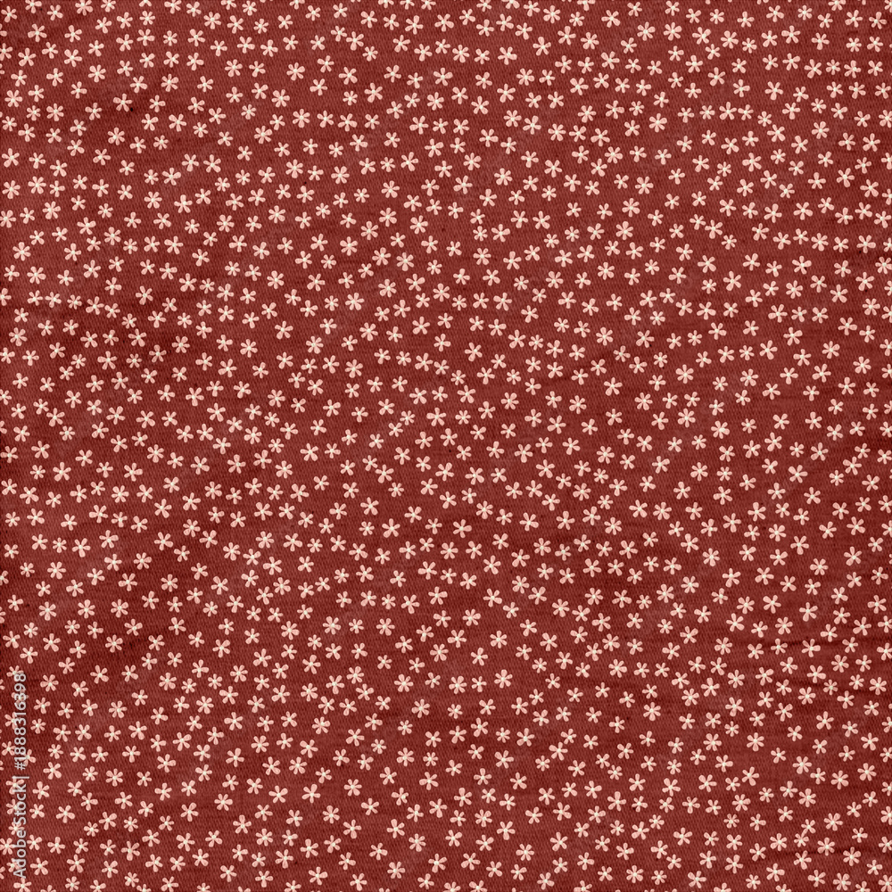 Fototapeta premium Dark red tiny floral seamless pattern with delicate blossoms. Classic decorative background ideal for vintage fabrics, wallpapers, quilting, and retro design projects.