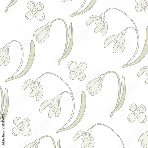 Snowdrop Seamless Pattern Background
