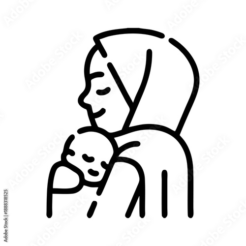 Mother Holding Sleeping Baby Close.