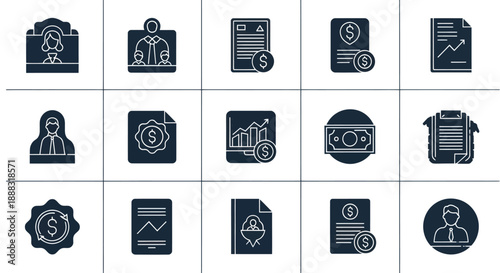 Financial icons representing business economy and investment concepts