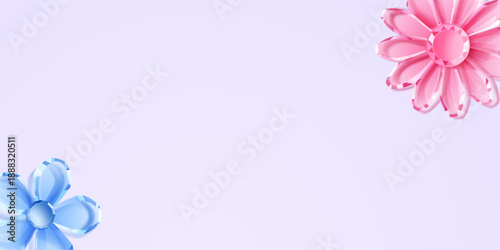 Pastel background with blue and pink crystal flowers, soft and delicate, with a touch of luxury and elegance.