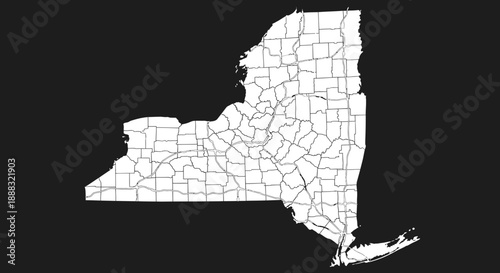 Detailed map of New York State showcasing its counties and transportation network displayed on