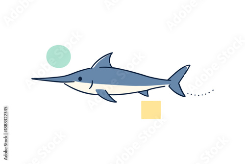 Stylized swordfish illustration with geometric shapes