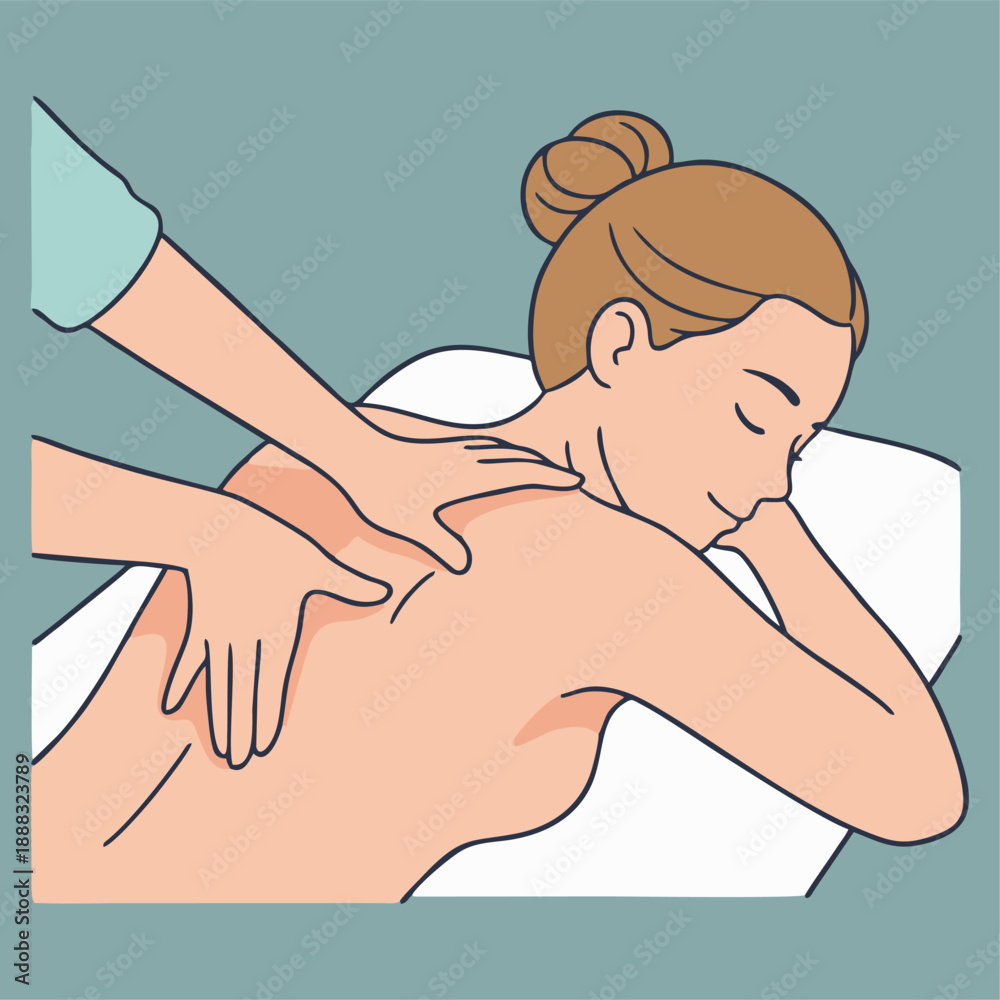 Fototapeta premium Woman Receiving Back Massage Therapy.