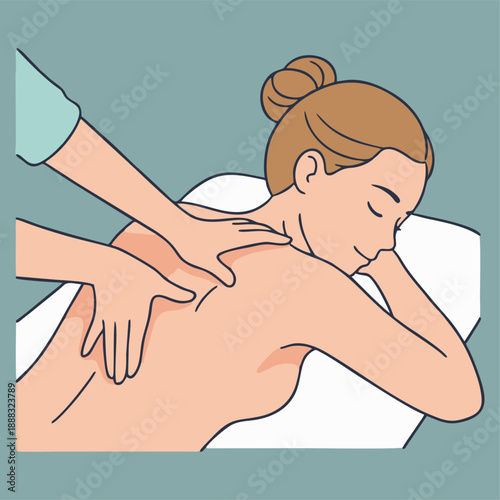 Woman Receiving Back Massage Therapy.