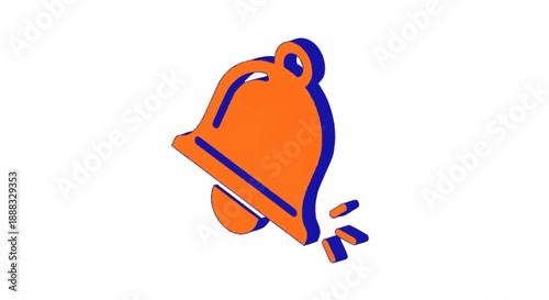Vibrant Orange Bell with Blue Accents and Motion Blur.
