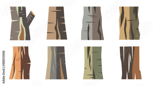 Collection of Stylized Tree Trunks, Flat Design Elements, Nature Icons