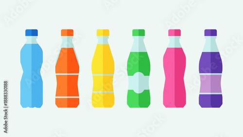 Colorful Beverage Bottles Set - Flat Design