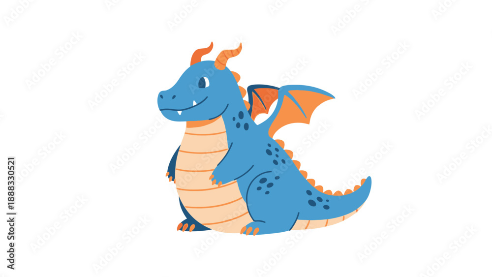 Obraz premium Cute Blue Dragon Character illustration
