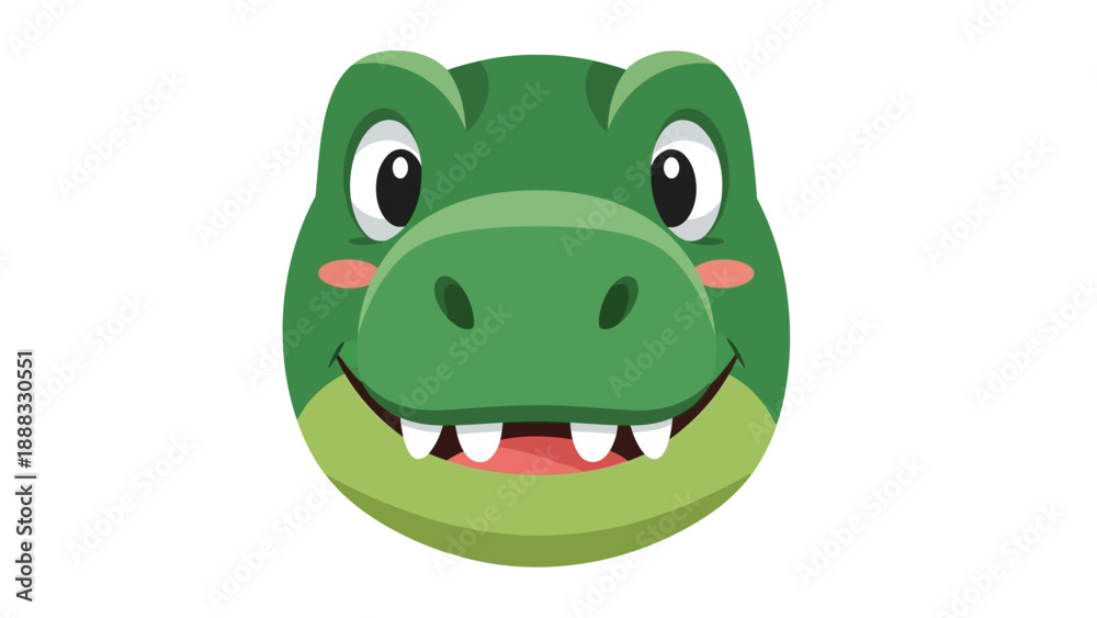 Fototapeta premium Cute Cartoon Alligator Face Smiling - Vector Illustration
