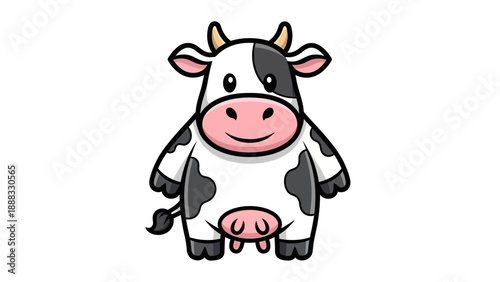 Cute Cartoon Cow Illustration - Farm Animal Vector Art