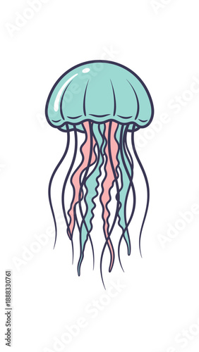 Cute Jellyfish Illustration - Ocean Life, Marine Animal, Underwater Creature