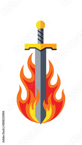 Flaming Sword Icon: Power, Strength, and Legend