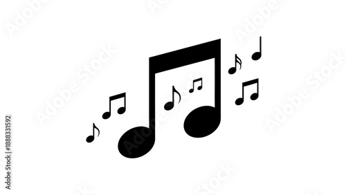 Musical Notes Icon Set, Black Symbols on White Background