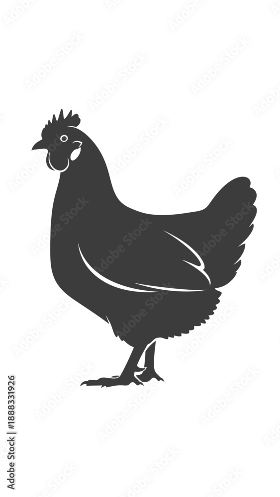 Fototapeta premium Silhouette of a Chicken Hen on a White Background