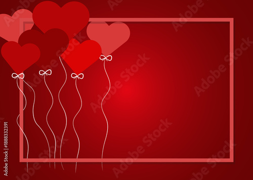 Love banner with balloon heart shape decor elements. Valentine's day design card.