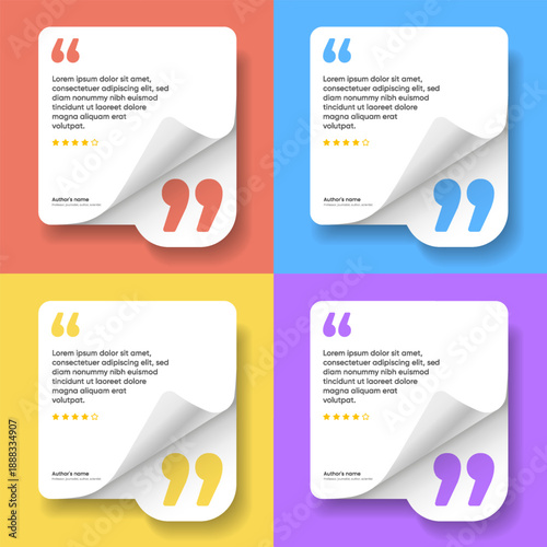 3D bubble testimonial banner, quote, infographic. Social media post template designs for quotes. Empty speech bubbles, quote bubbles and text box. Vector Illustration EPS10.