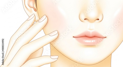 Woman applying skincare cream to face with finger close up view of facial treatment and beauty routine