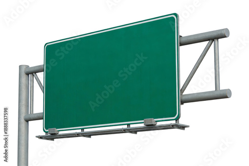 Wallpaper Mural Green blank road sign mounted on a metal support structure, suitable for displaying traffic or directional information. Isolated on white background, showcasing the empty sign panel. Torontodigital.ca