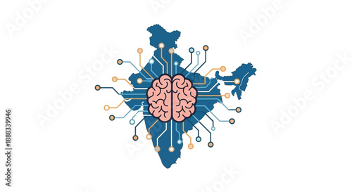 Indian Brain India Vector Illustration Showcasing Innovation and Technology Advancements