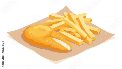 Illustration of Fried Chicken and French Fries.