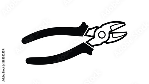 Black and white image of pliers a common workshop tool silhouette