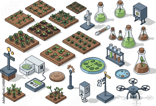 Isometric Agriculture & Technology Farming Innovation