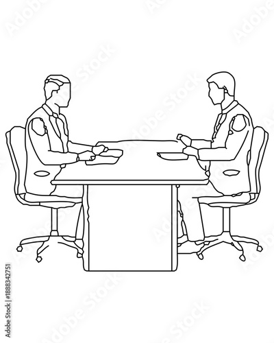 line art businessman meeting