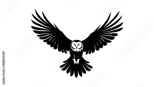 Majestic Eagle Spreading Wings Silhouette Vector