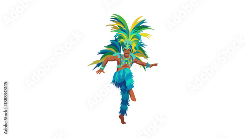 Brazilian Samba Dancer in Traditional Carnival Costume