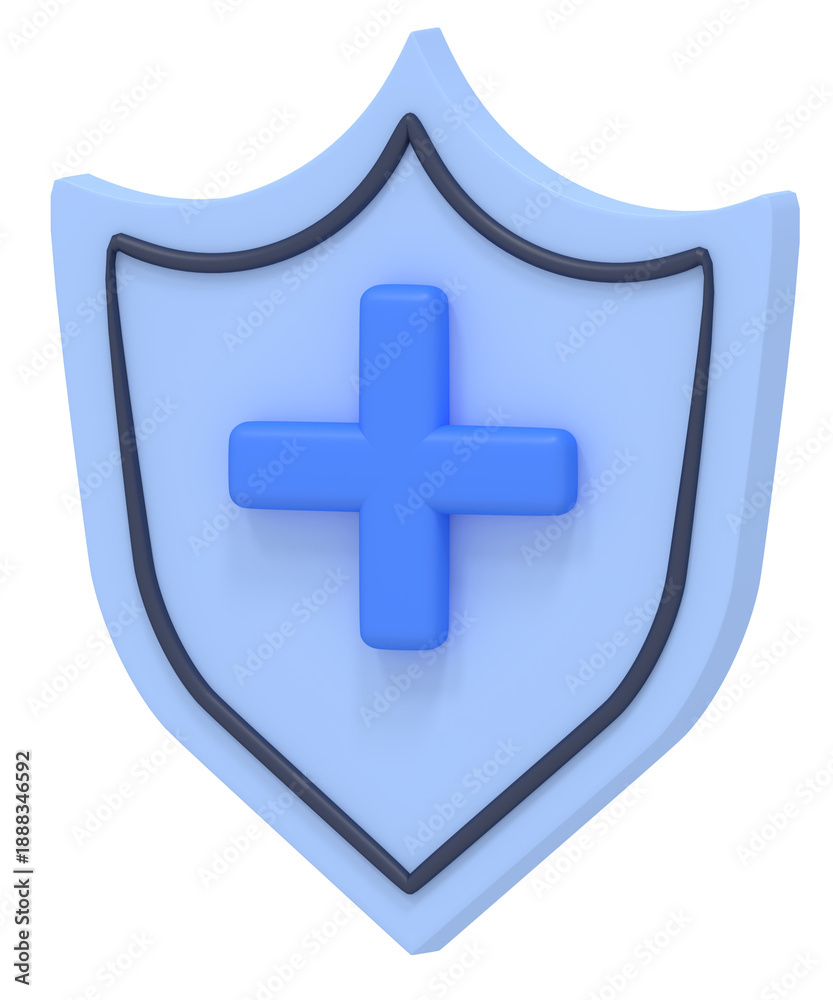Fototapeta premium Blue Shield with Plus Sign